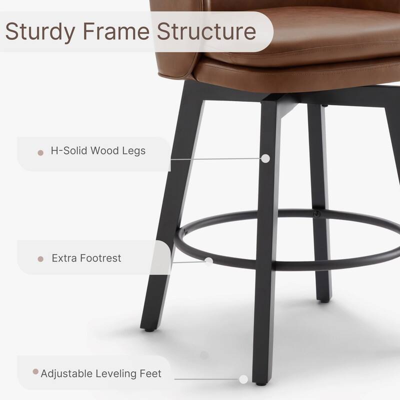 Spruce & Spring Kaylee Modern Swivel Counter Height Bar Stools with Arm