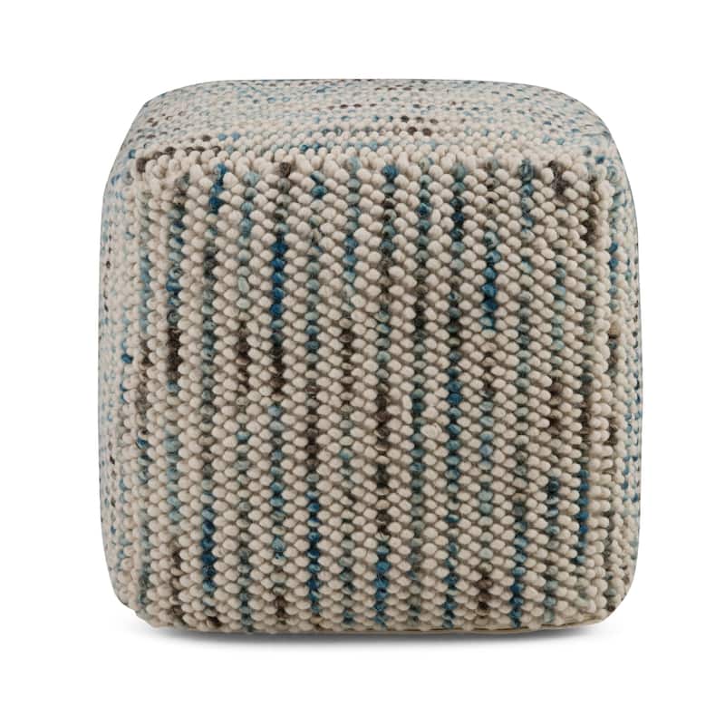 WYNDENHALL Malcolm Boho Cube Woven Pouf in Cotton and Wool