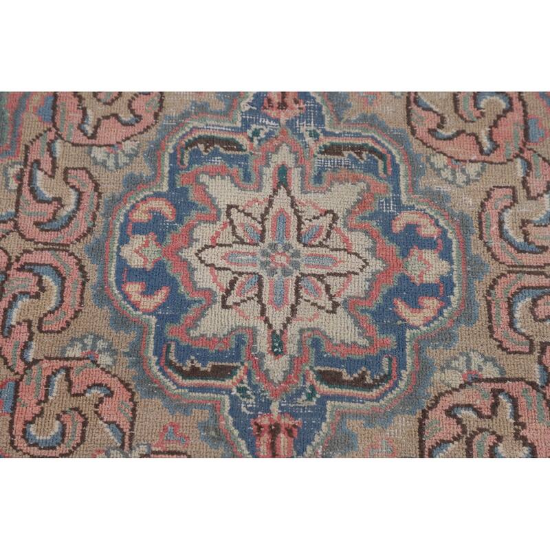 Animals Pink Kashmar Persian Vintage Area Rug Hand-Knotted Wool Carpet - 9'5"x 12'9"