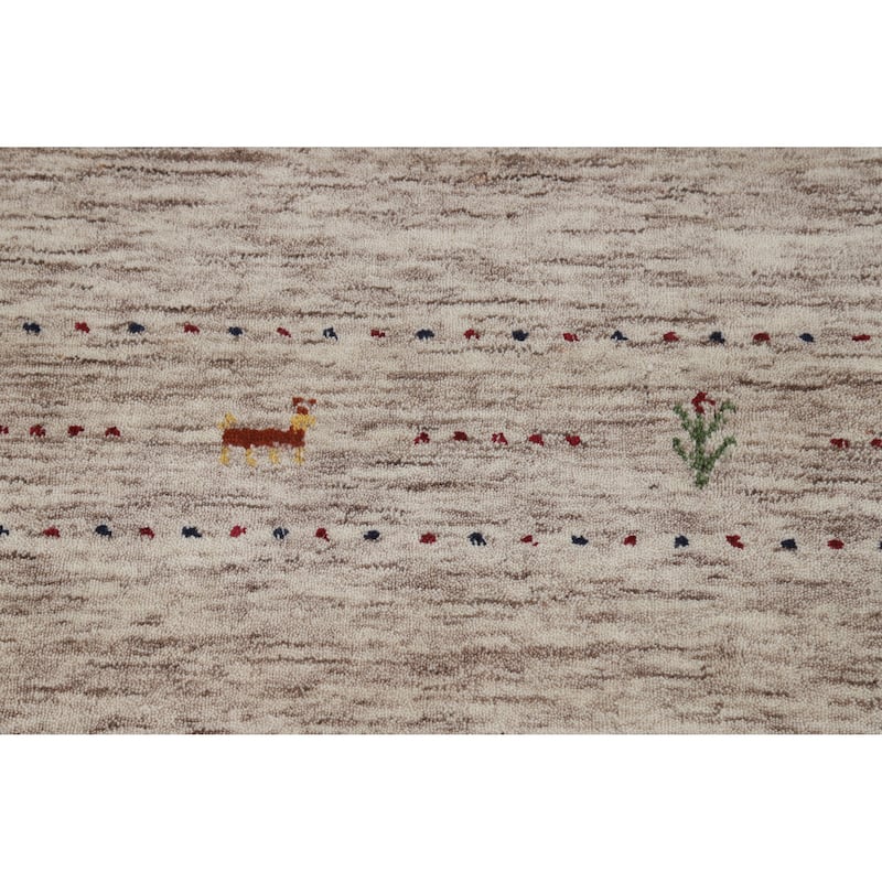 Gabbeh Indian Rug Hand-Knotted Beige Modern Wool Carpet - 3'11" x 5'9"