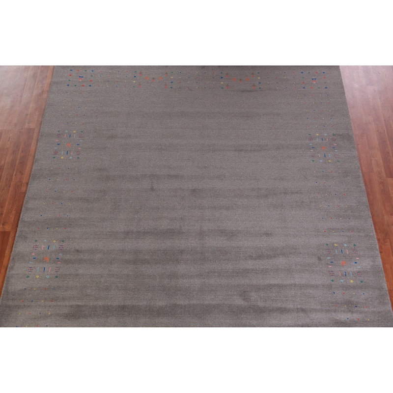 Hand Knotted Oriental 100% Wool Carpet Tribal Tribal Greys & Charcoal Gabbeh Area Rug - 10' 1'' X 8' 5''