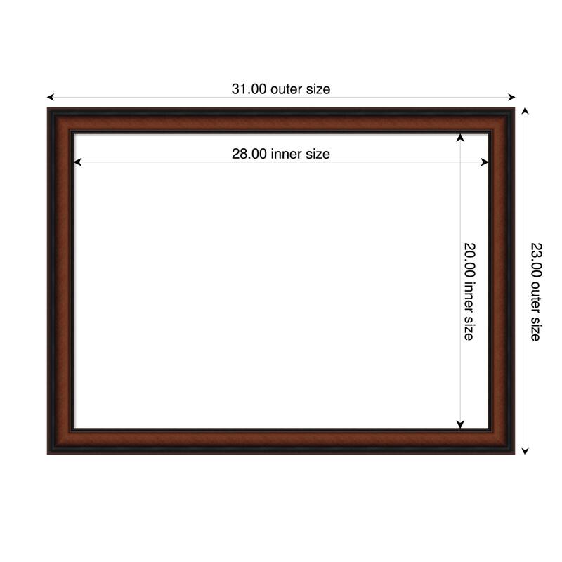Amanti Art Cyprus Walnut Narrow Framed Dry Erase Magnetic Board - 31 x 23 in