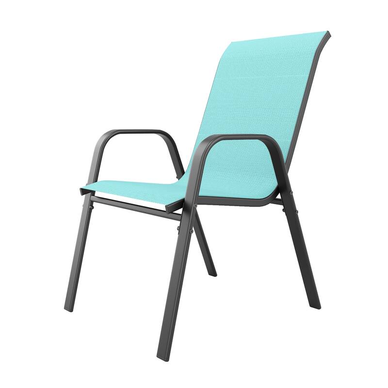 Outdoor Dining Chair 4-Piece Set - Wide Seat 350 lbs Capacity - Waterproof & Rust-Resistant Teslin Fabric Metal Frame