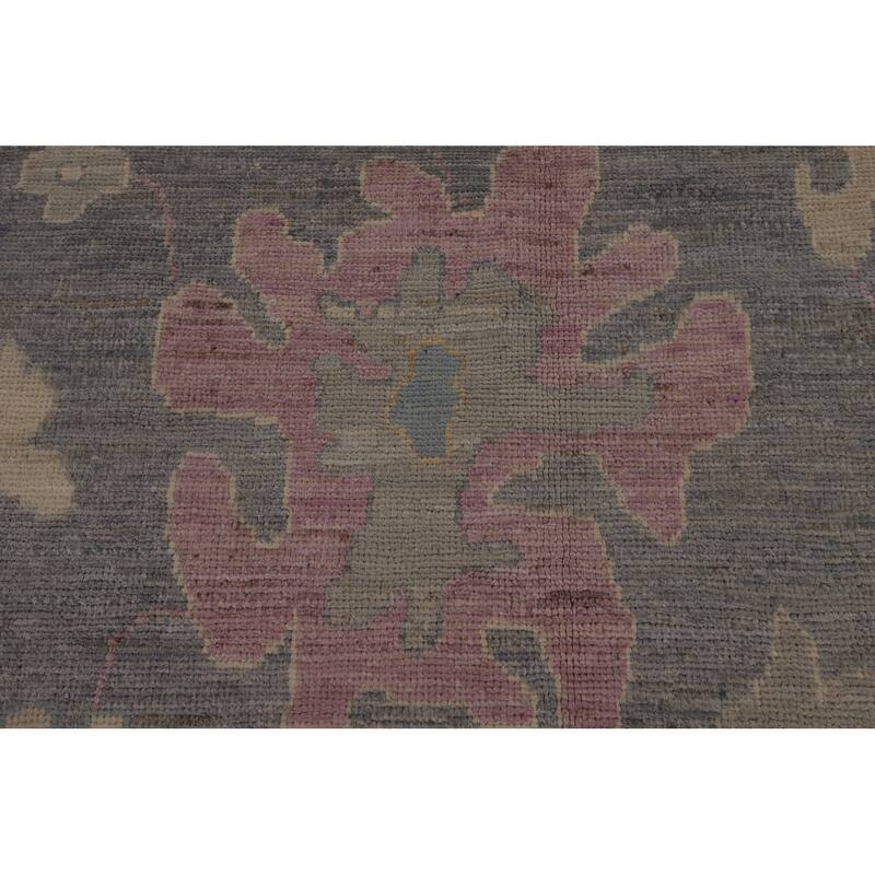 Vegetable Dye Gray Oushak Turkish Area Rug Handmade Wool Carpet - 9'3"x 12'6"