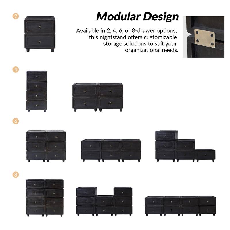 Greg Transitional 2 - Drawer Nightstand with Multiple Configurations Set of 2 by HULALA HOME