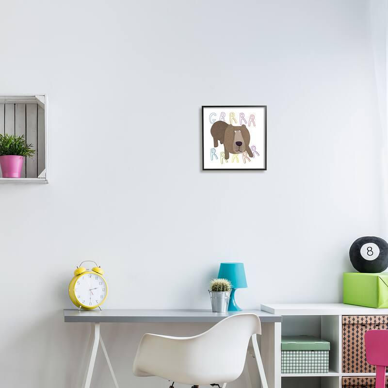Stupell Grrrr Roaring Wild Bear Framed Giclee Art Design by Carla Daly