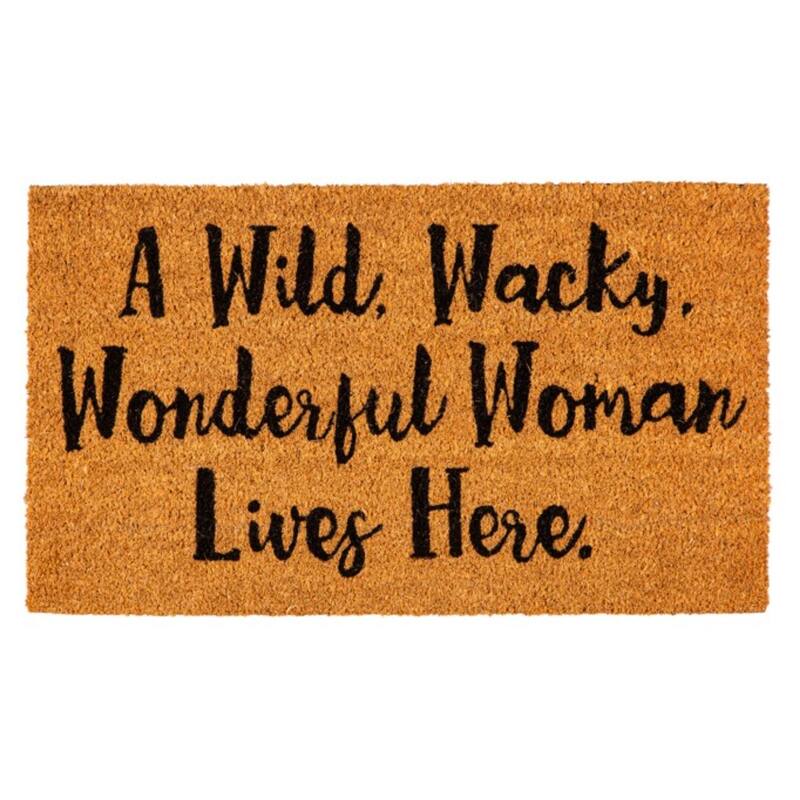 28" x 16" Natural Coir Door Mat, Wonderful Woman - 28" x 16"