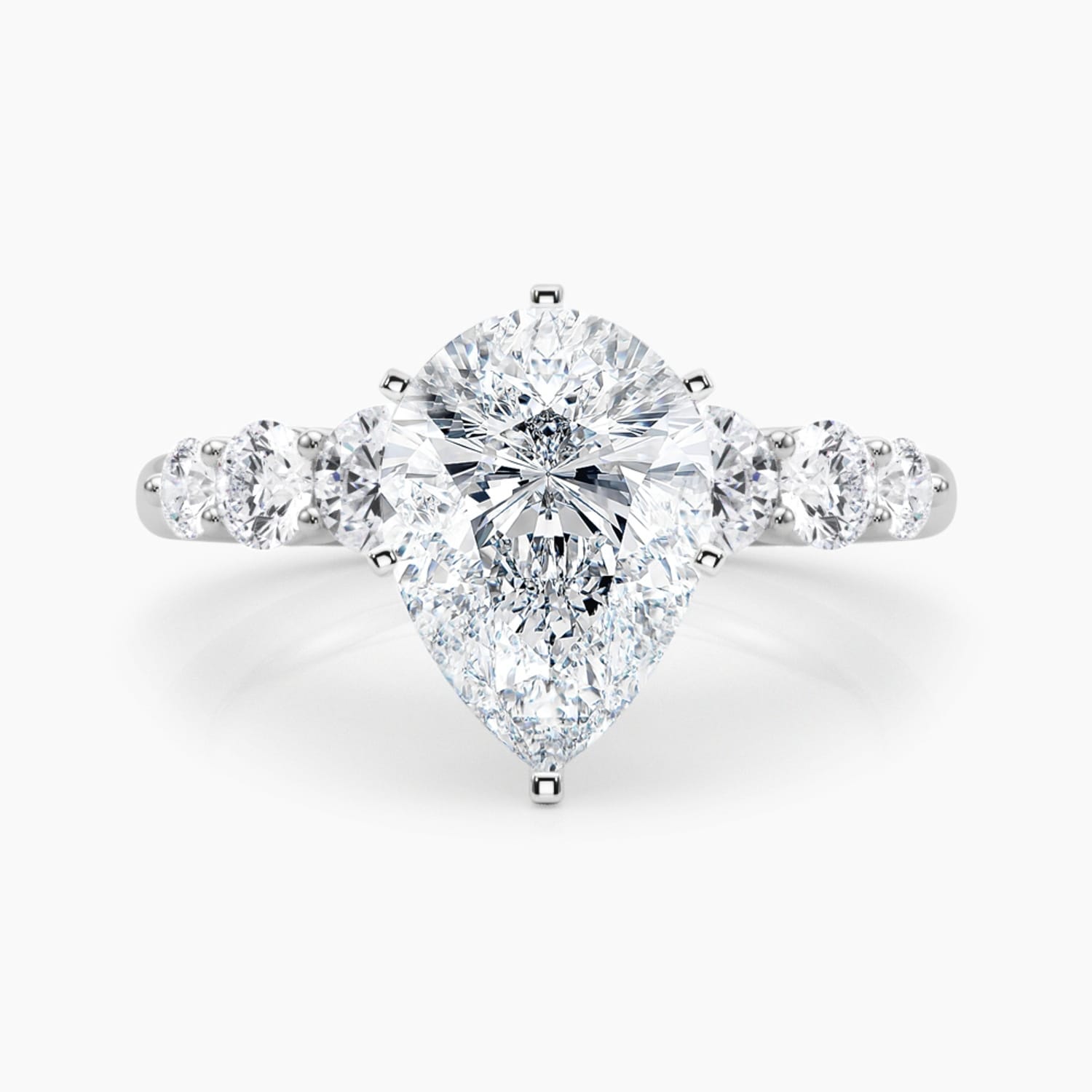 Auriya 14K Gold Lab Grown Diamond Pear Shape Tapered Trilogy Accent Engagement Ring 1.62 - 5.62ct. tw. (E-F, VS)