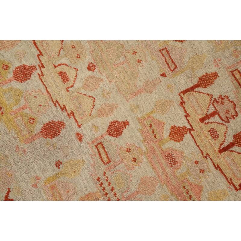 Hand Knotted Oriental 100% Wool Carpet Transitional Geometric Beige & Ivories Oushak Area Rug - 7' 1'' X 4' 4''