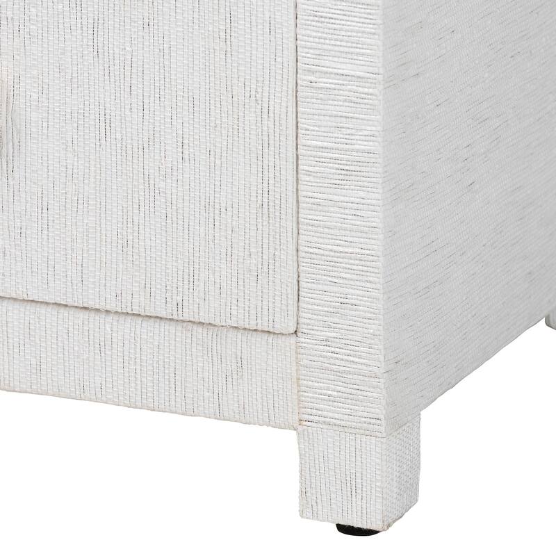 Xavier Grasscloth Tall Storage Cabinet - Woven Accent Tower Bookcase with Open Shelves and Drawers, Space-Saving Organizer