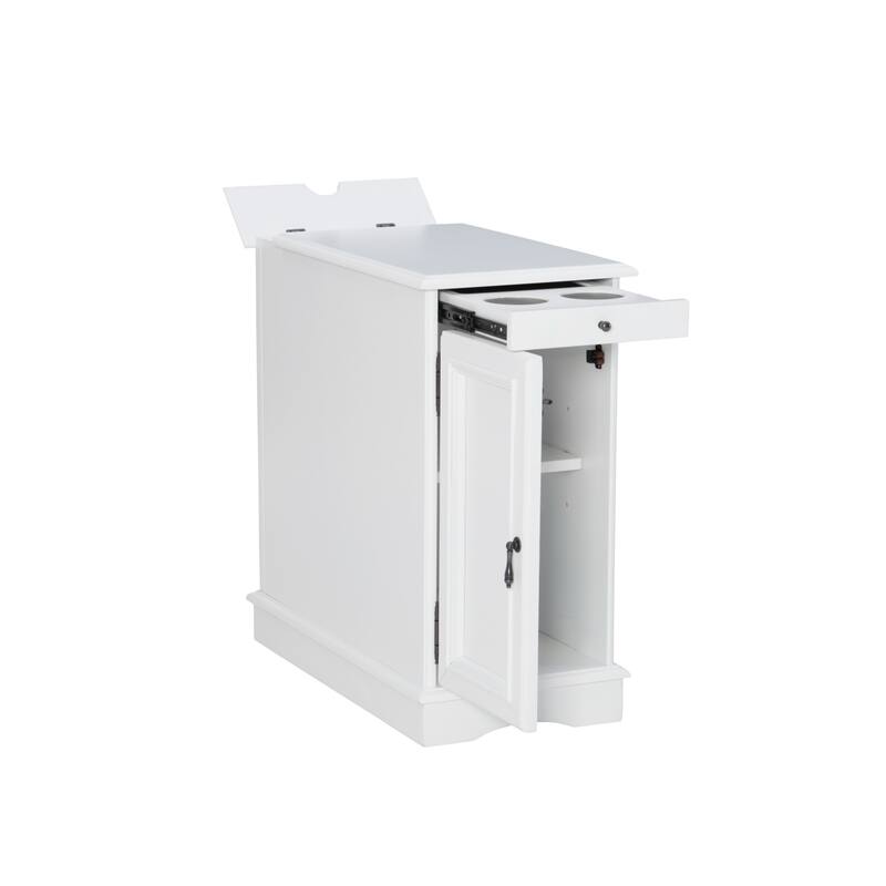 Rectangular Accent Table with USB and Storage Compartment - 24" - White