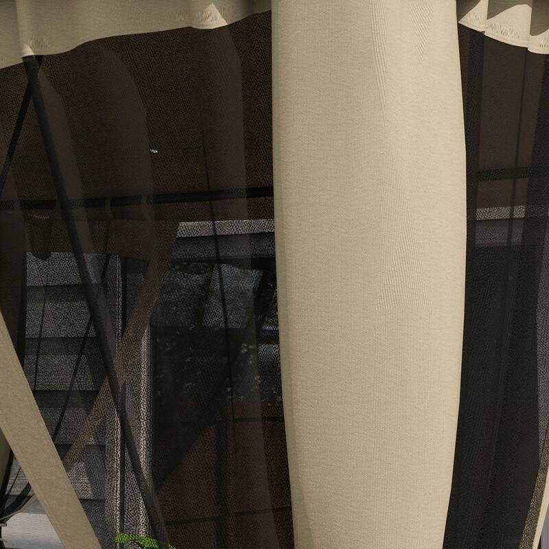 9.6' x 11.6' Patio Gazebo with 2-Tier Roof and Netting