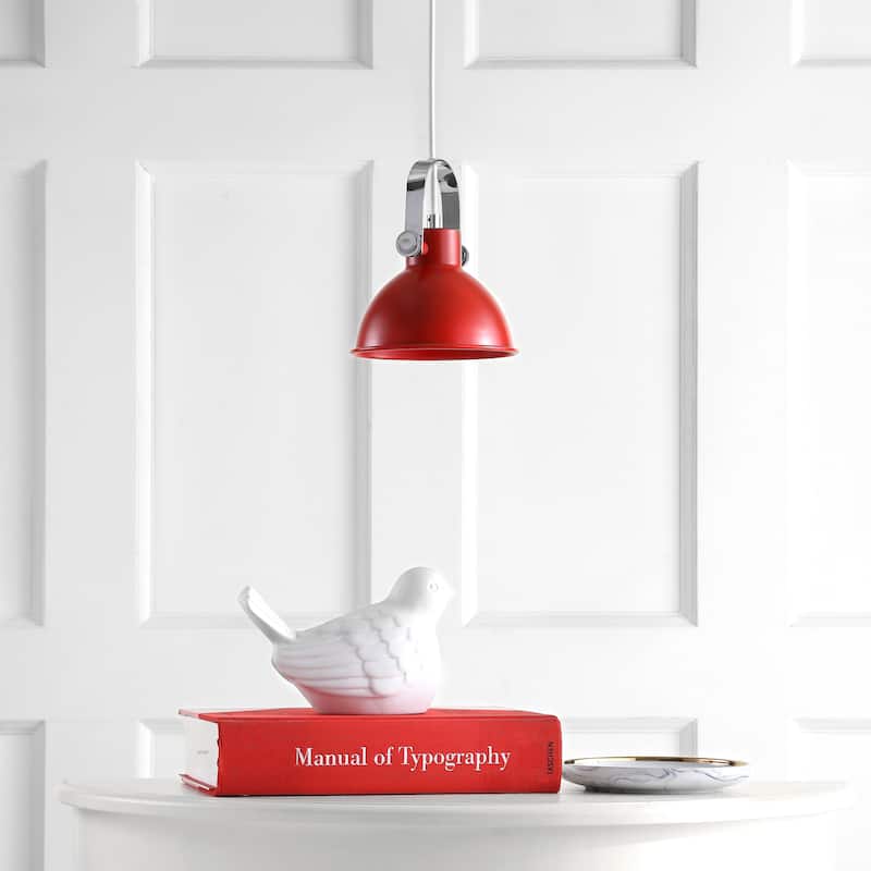 SAFAVIEH Lighting Orhideea Adjustable 1-Light Led White Pendant - 6.25"x6.25"x10-82" - 6Wx6Dx82H - Red