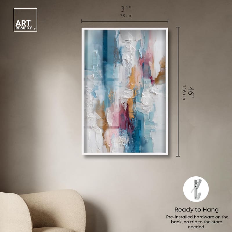 Petal Pink and Ocean Blue I Shadowbox by Art Remedy