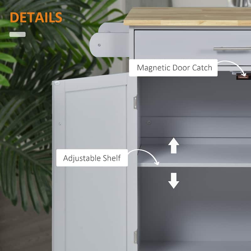 Rubberwood Kitchen Island Cart with Drawer, Shelf and Wheels - 32.75" W x 17.75" D x 36" H