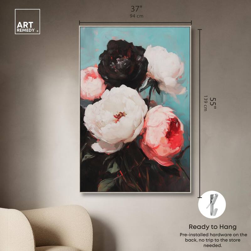 Three Shades of Peony III Canvas by Art Remedy