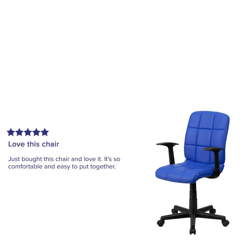 Mid-Back Quilted Vinyl Swivel Task Office Chair with Arms