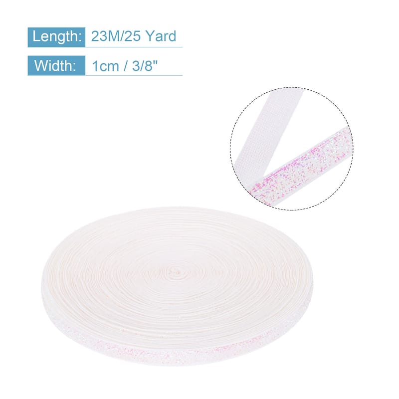 Metallic Glitter Velvet Ribbon 3/8 "x 25 Yard for Gift Wrapping - Colorful White