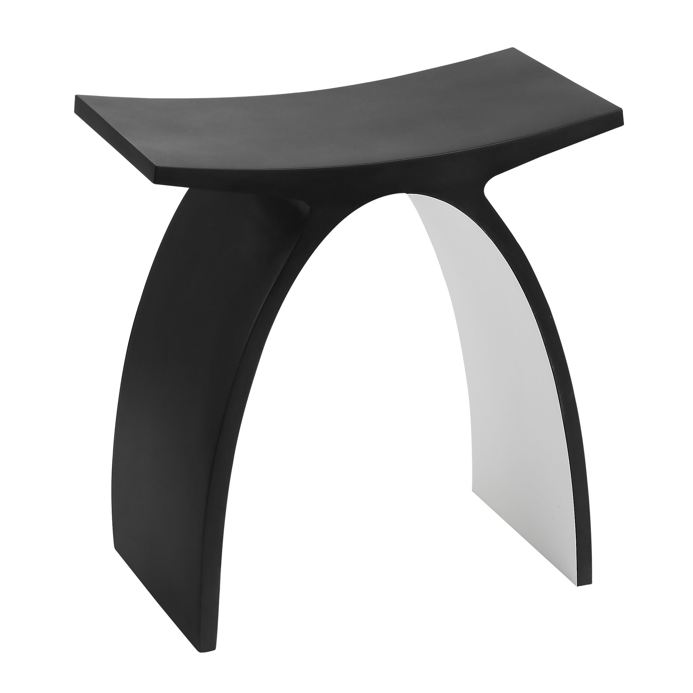 Black Matte Arched Solid Surface Resin Bathroom Shower Stool