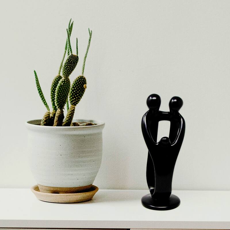 Handmade Soapstone Family Sculpture, Black Finish