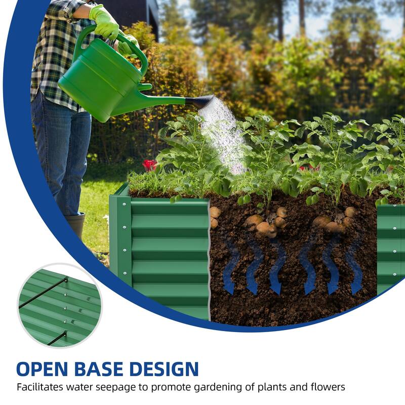 Moasis Outdoor Metal Raised Garden Bed with Gloves