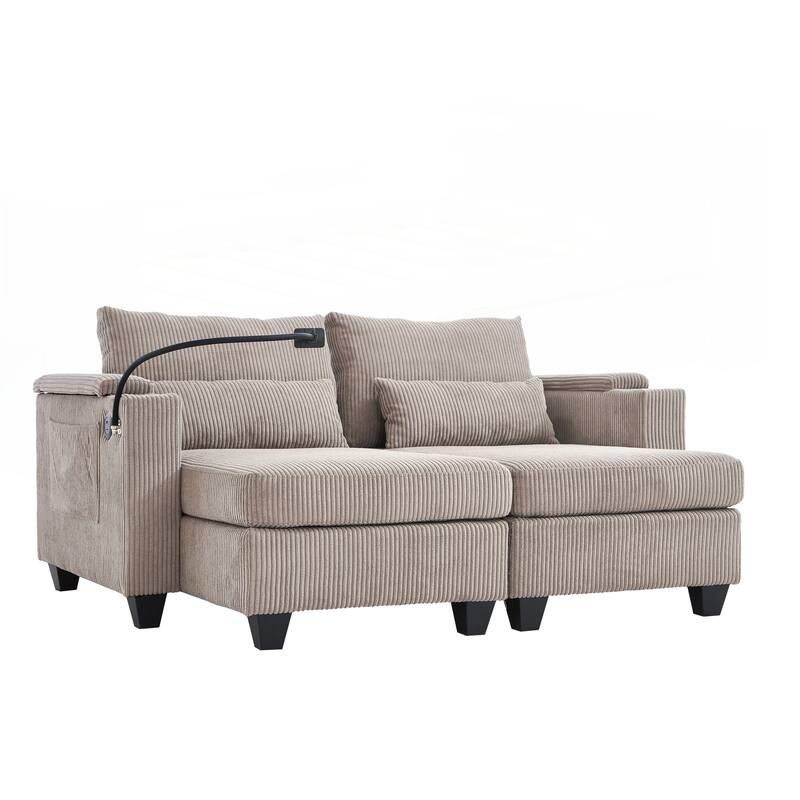 Loveseat Sofa Sofa Bed Corduroy Sleeper Sofa with USB Ports