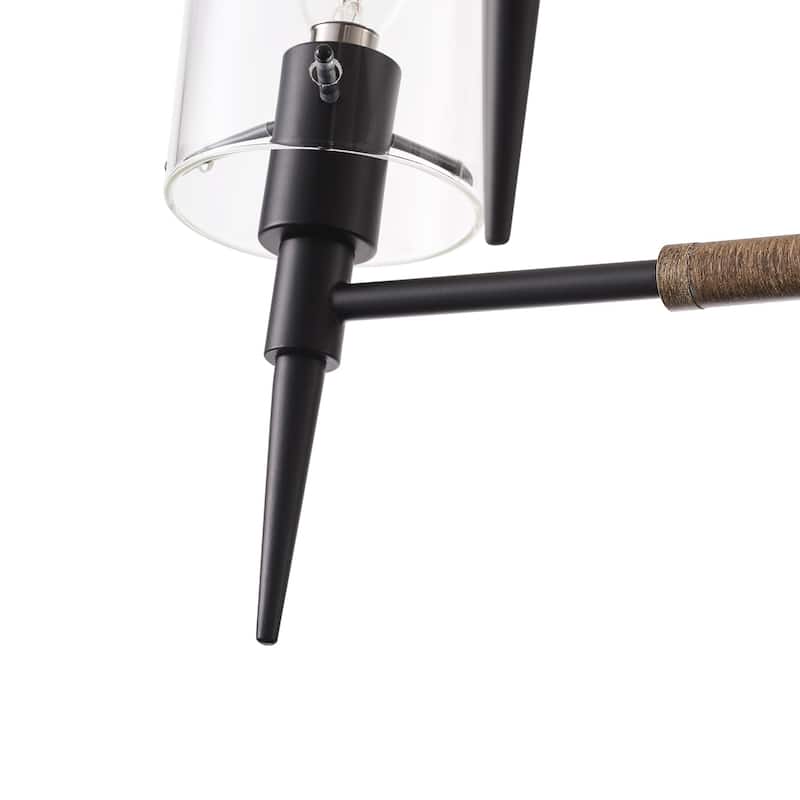 5-Lights Clear Glass Shades Candle Shape Modern Chandelier - 22.7"D×4.7"W×72"H (Adjustable)