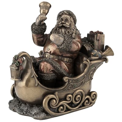 Veronese Design 9.1 H Santa In Sleigh Cold Cast Bronze