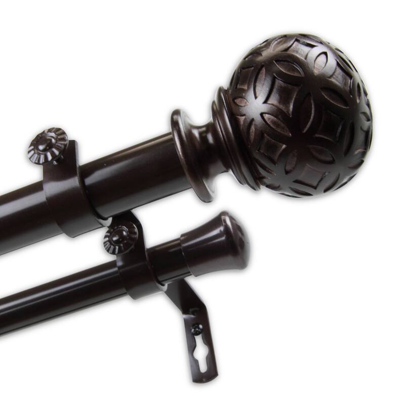InStyleDesign Odette 1 inch Diameter Adjustable Double Curtain Rod - 48 to 84 inches - bronze