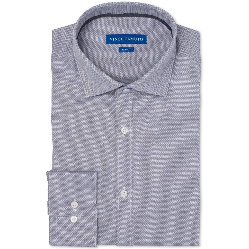 Vince Camuto Mens Mini Diamond Button Up Dress Shirt