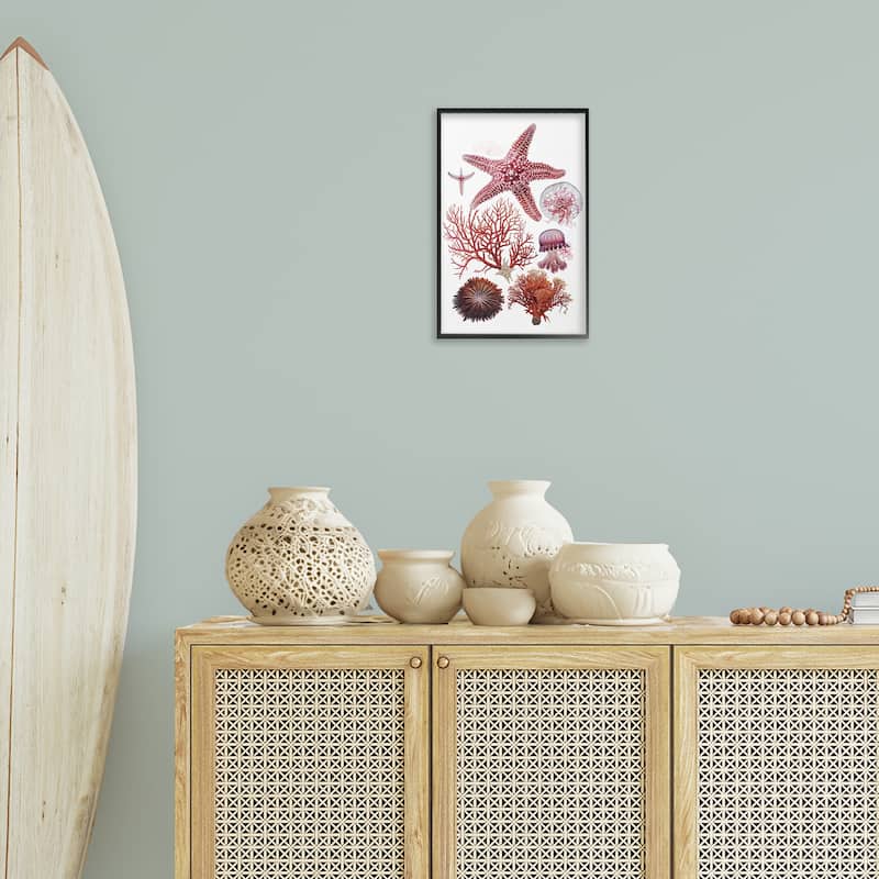 Stupell Rosy Undersea Creatures Framed Giclee Art Design By Ramona Murdock