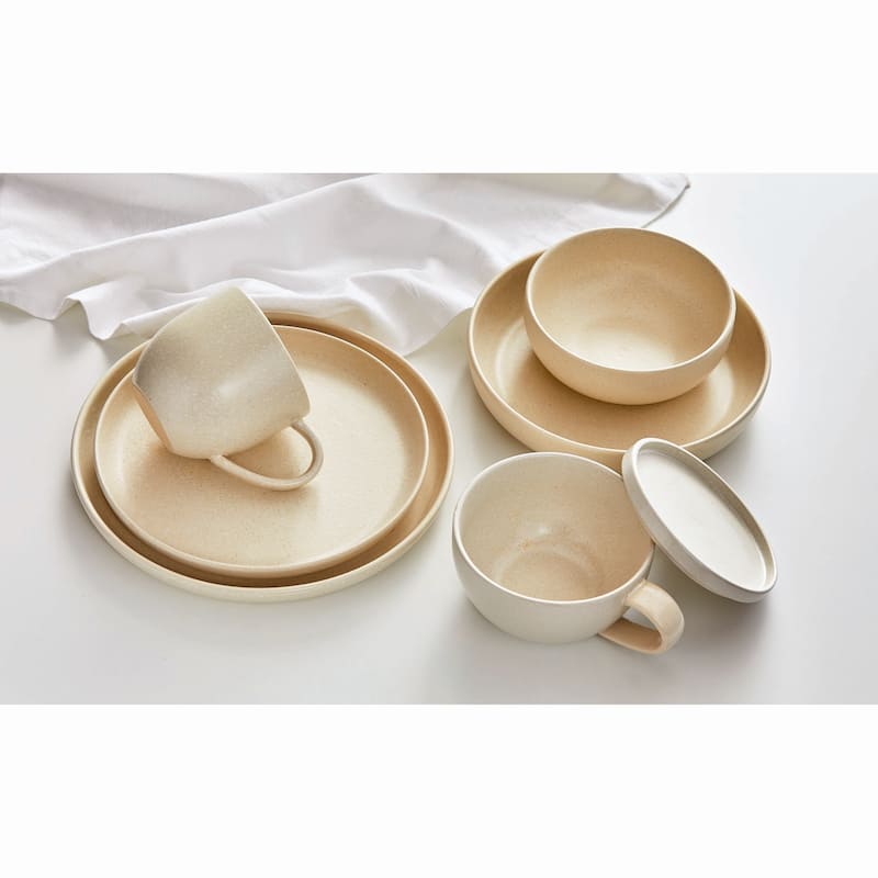 Logan Salad Plate Stoneware Dishwasher Safe Cream, 9.5. inch. - Biege