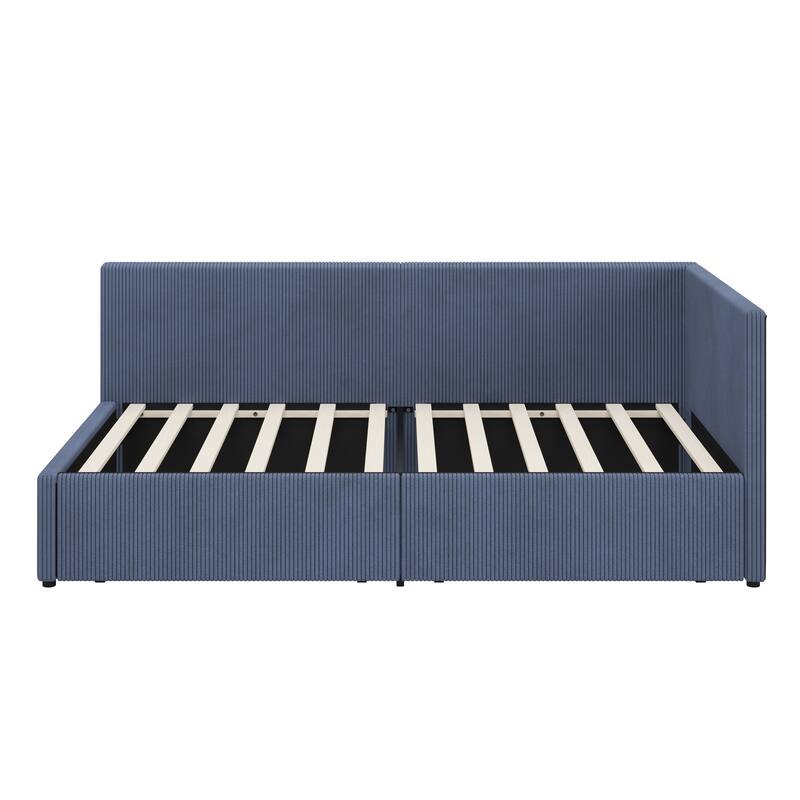 L Shape Corner Bed, Corduroy Upholstered Daybed