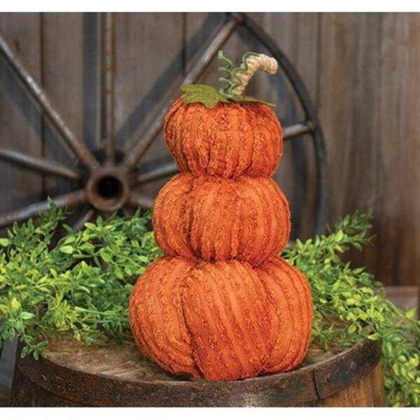 slide 1 of 1, Orange Chenille Pumpkin Stack - 12.5" high by 7" wide