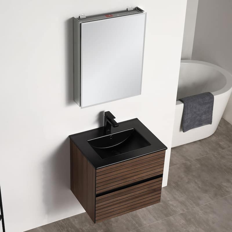 Blossom Annecy 24" Floating Bathroom Vanity with Black Ceramic Sink