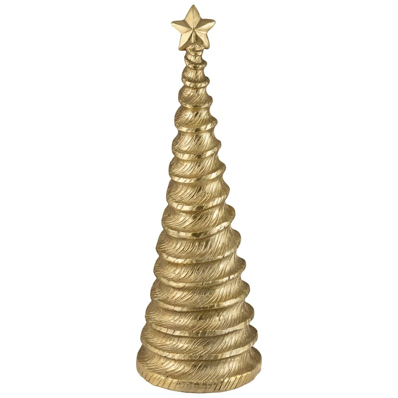 Metallic Swirling Spirals Tabletop Tree with Star Christmas Decoration - 13.5" - Gold