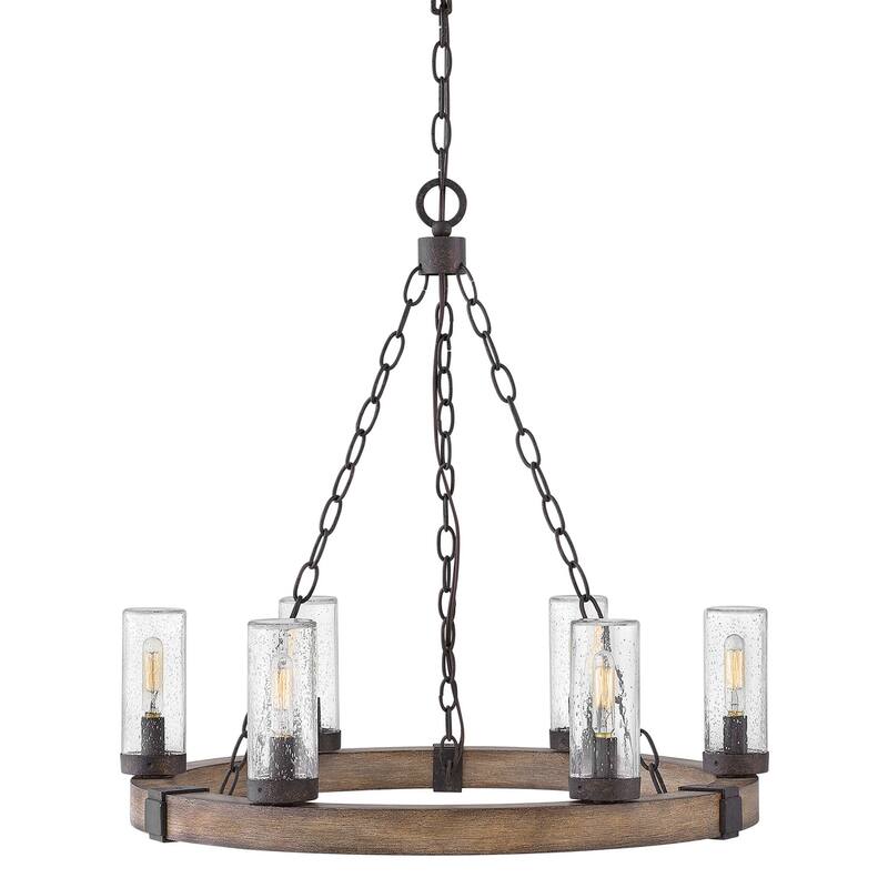 Hinkley Lighting Sawyer 6 Light 24" Wide Open Air Outdoor Chandelier - Sequoia / Iron Rust