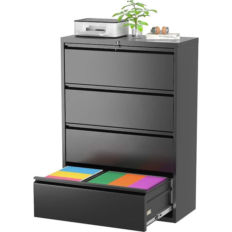 36"W 4 Drawer Large Deep Locking Metal Lateral File Cabinet