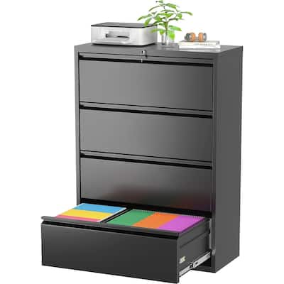 36"W 4 Drawer Large Deep Locking Metal Lateral File Cabinet