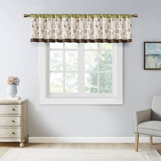 Madison Park Belle Embroidered Window Valance - Green