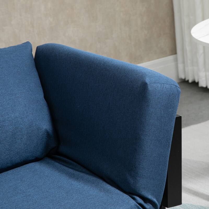 HOMCOM Single Person Chaise Lounger Sofa Bed with 5 Adjustable Positions, 2 Large Pillows, and Birch Legs