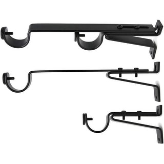 Long Double Drapery Curtain Window Rod Bracket Holder, Up to 1.25" Rod