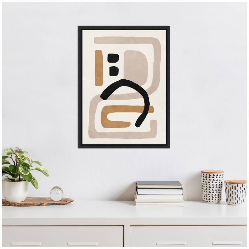 Kate and Laurel Sylvie Neutral Abstract 2 Minimal Modern Art Framed Canvas by July Art Prints