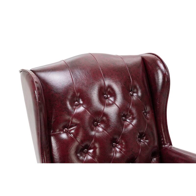High Back Reclining Office Chair PU Leather Office Chair with Thick Cushioned Seat Back and Casters, for Office, Burgundy