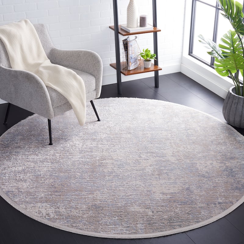 SAFAVIEH Marmara Antionette Modern Abstract Rug - 6'7" Round - Grey/Beige Blue