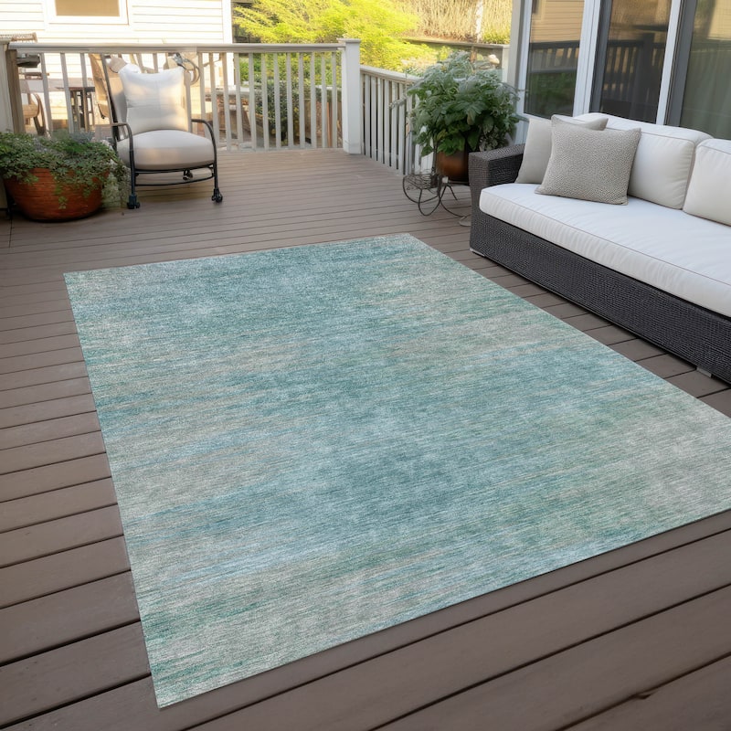 Machine Washable Indoor/ Outdoor Chantille Solid Ombre Rug