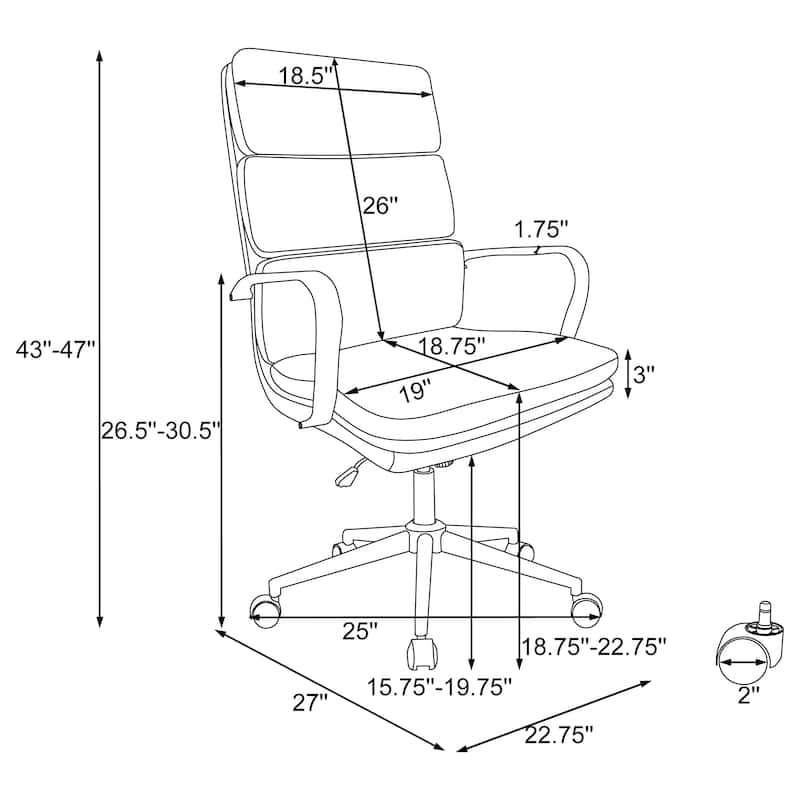 Ximena Upholstered Adjustable High Back Office Chair