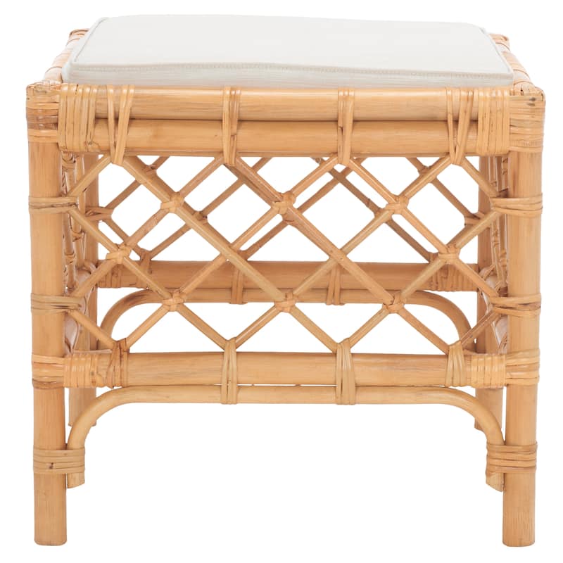 SAFAVIEH Skye Southeast Asia Rattan Ottoman with Cushion