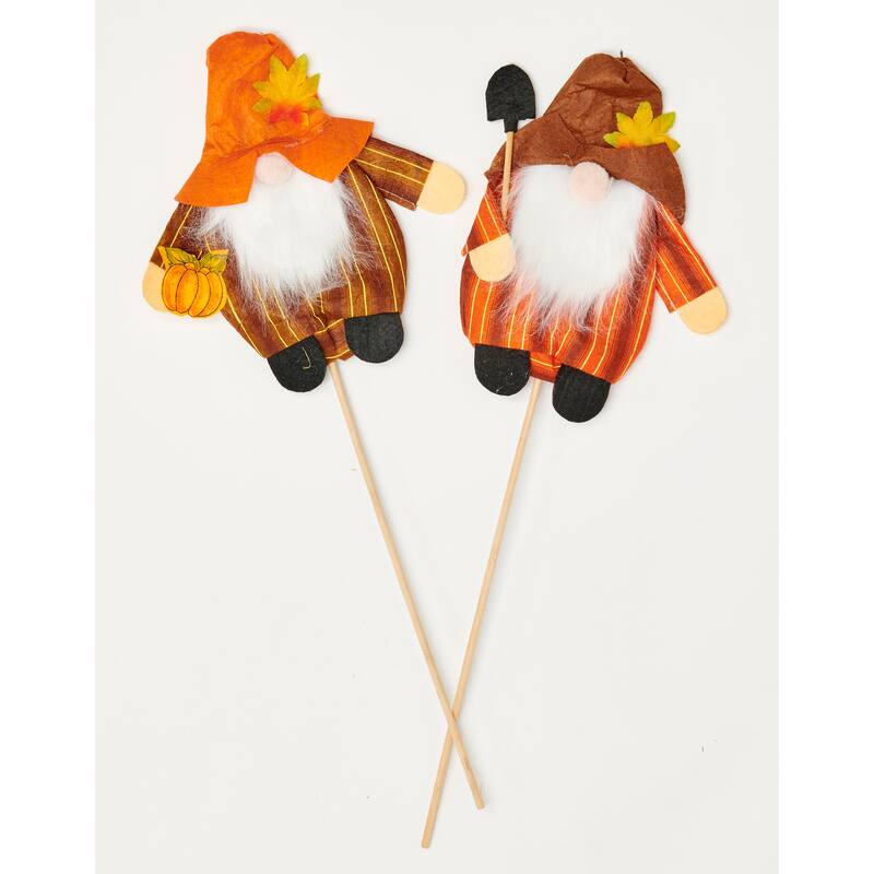 10" Fall Gnome on 14" Stick, Set of 4 - 12"