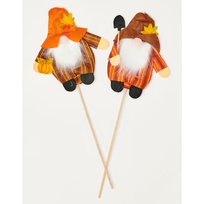 10" Fall Gnome on 14" Stick, Set of 4 - 12"